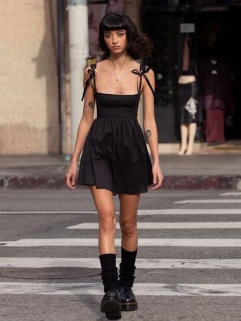 Kitteny Gency Black Corset Mini Dress Size‎ XS Cotton Voile